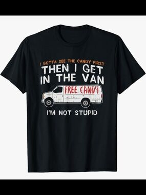Novelty "Free Candy" Graphic Tee - Black